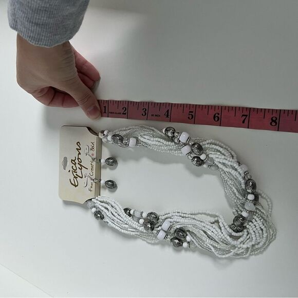 🍭4/$20 New Erica Lyons Beaded Twist Statement Necklace and Earring set - Picture 2 of 6